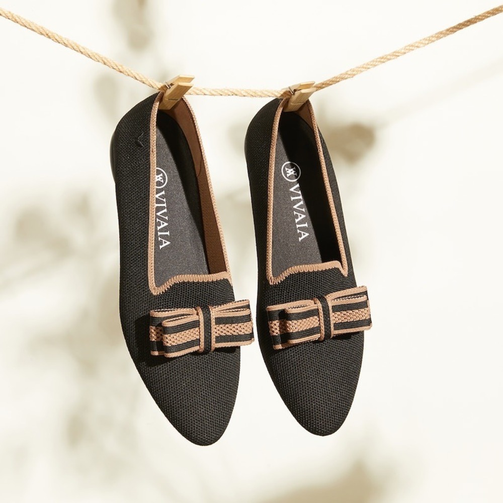 VIVAIA Pointed-Toe Knit Flats Comfortable Loafers Black‎ Shoes size EU/39 US/8